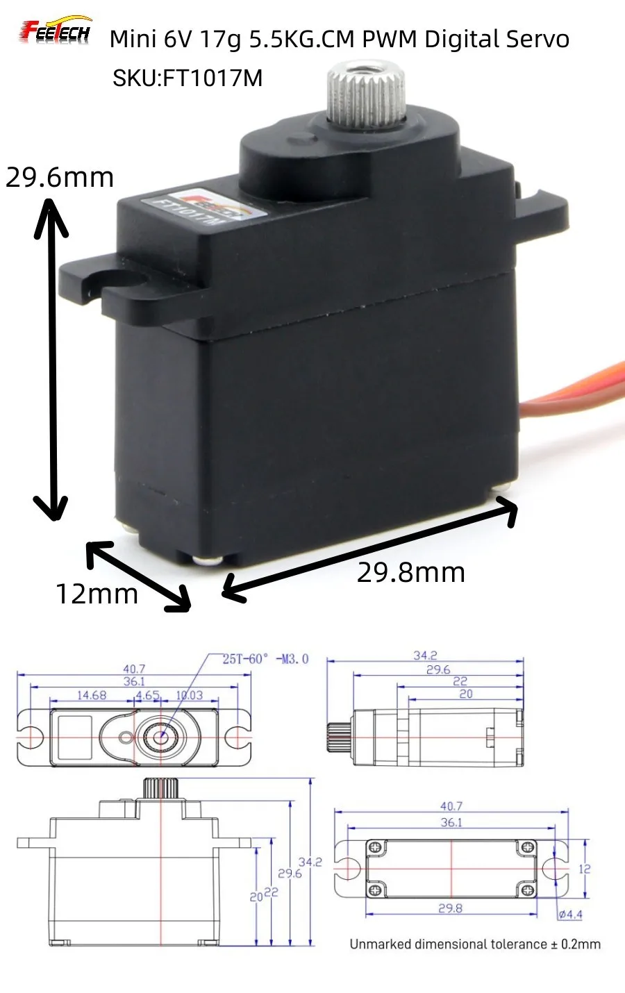 Feetech High-speed Mini Metal Gear Digital Servo For RC Racing Drone Airplane servo 9g 17g 18.5g 20g
