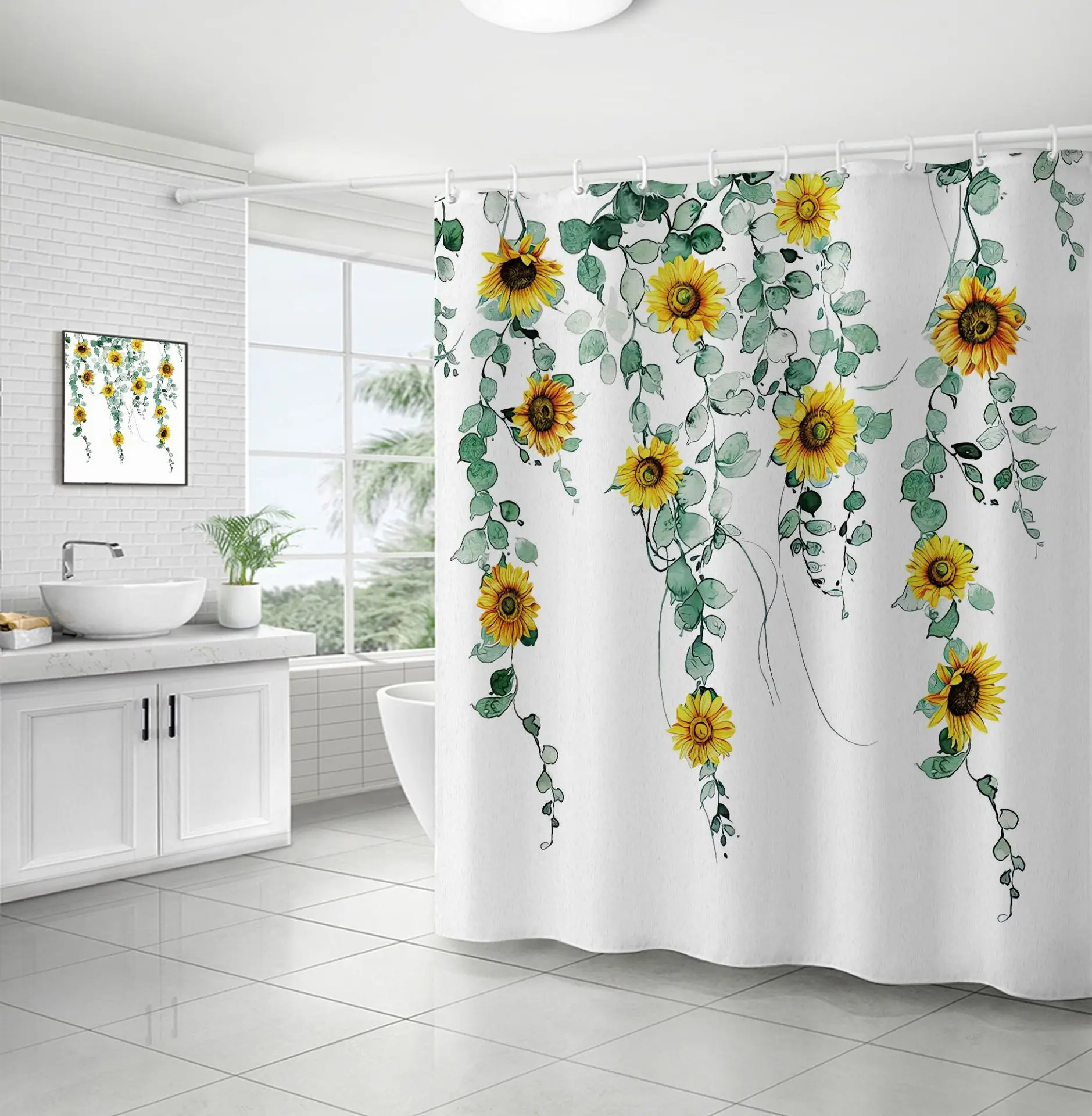 Cortinas De Banos Set De Rideaux De Douche Designer Luxury Shower Curtain Set And Bath Rug Set Washable For Bathroom