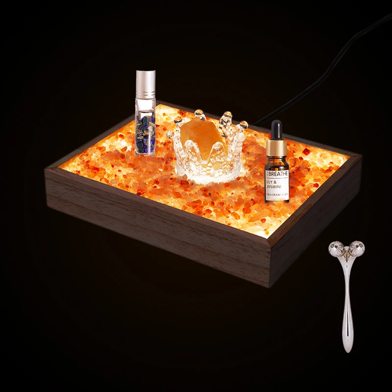 Custom Novelty Toy Himalayan Glow Natural LED Light Mini Zen Garden Kit Himalayan Pink Salt For Desk Decor Zen Garden