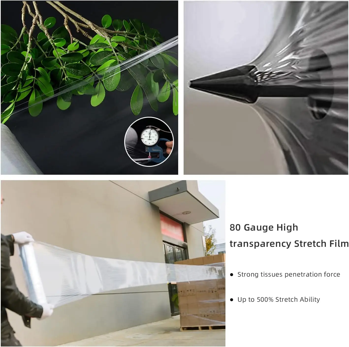 500m Transparent Packing Film Strech 20 Microns Printed Mini Handle Pvc Pallet Plastic Wrap Jumbo Roll Lldpe Clear Stretch Film