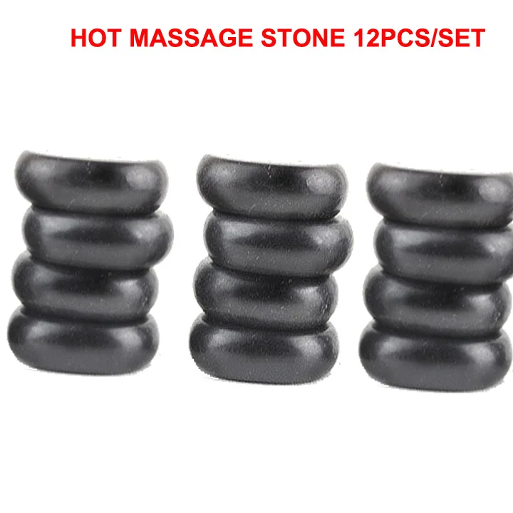 
12 Pcs Professional Massage Hot Stone Natural Heat Retention Basalt for Spa, Massage Therapy and Relaxation 