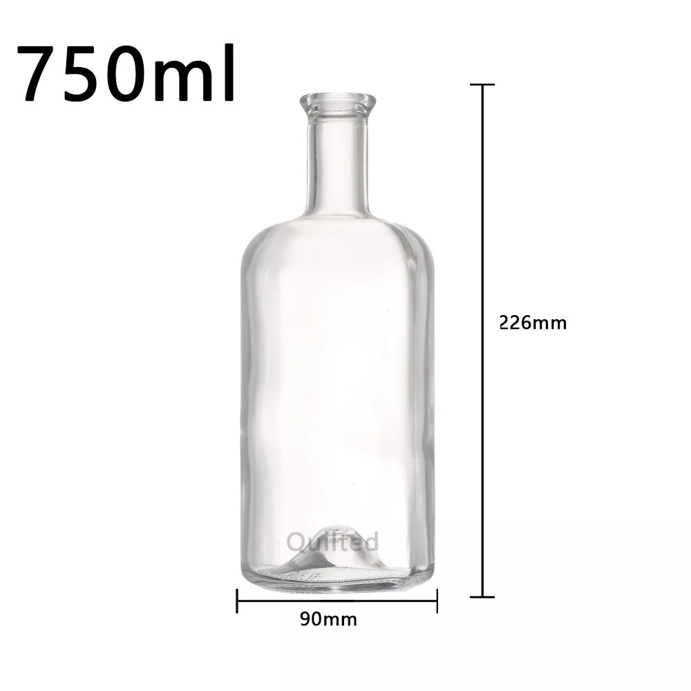 Wholesale 375ml 750ml Glass Spirit Bottle Gin Whisky Rum Vodka Wine Glass Bottles With Stopper Cork