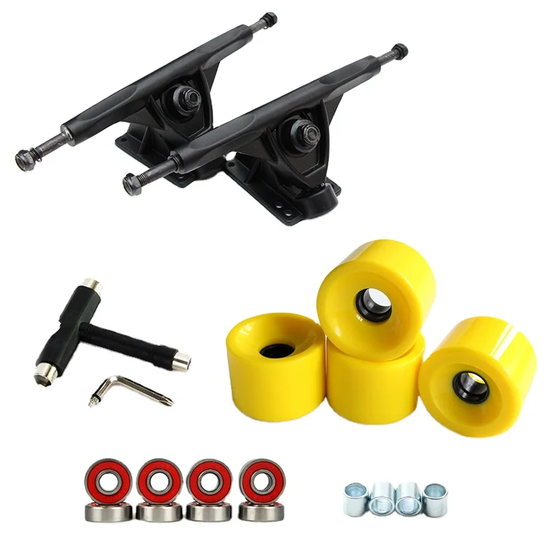 Custom Skateboard  7 8  8.5 inch Longboard Truck And Wheels Set 70*51mm Wheels Black Trucks