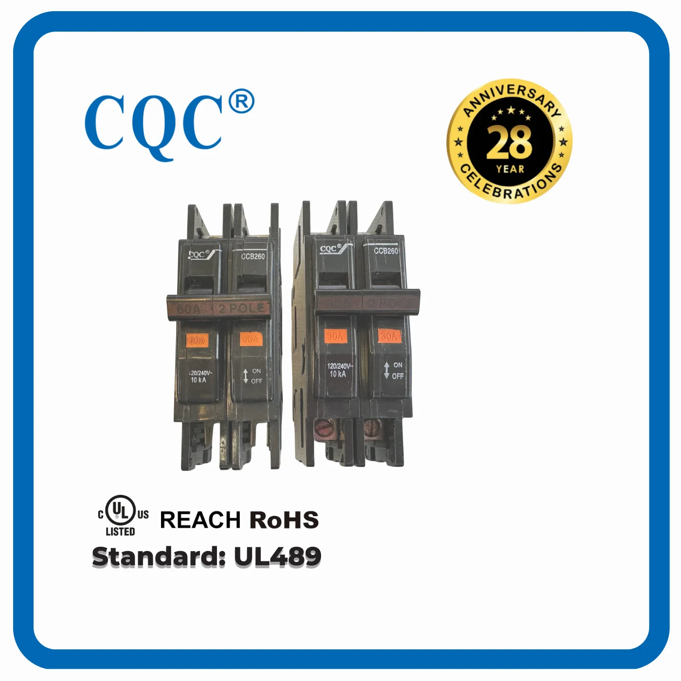 Миниатюрный автоматический выключатель CCB260 американского типа для HVAC UL489 standard UL File No E313354