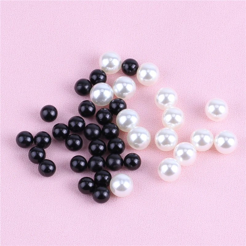 DIY Clothing Accessories Black Beige No Hole Imitation Pearl Leathercraft Repair Pearl Knitting Lace Hat Hair Accessories 100pcs