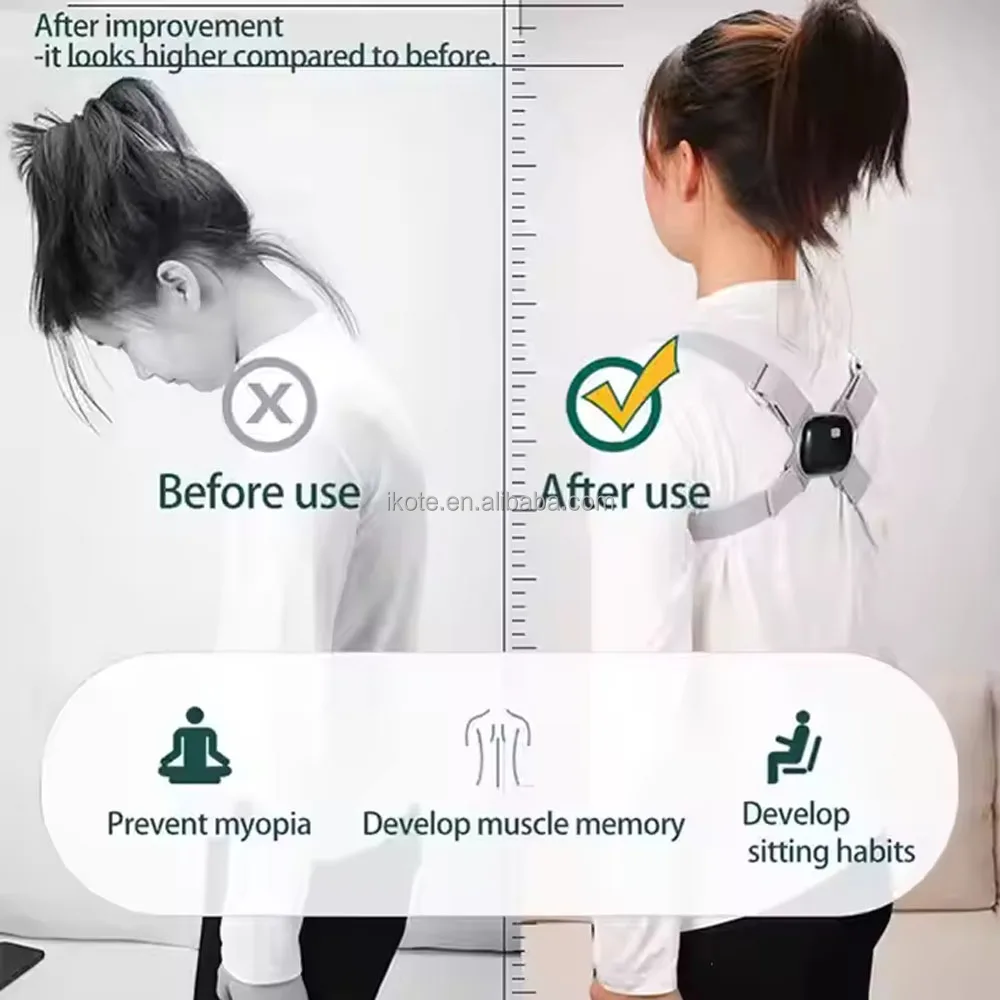 New LCD Smart Sensing Shoulder Back Straightener Support Vibration Reminder Sitting Posture Corrector