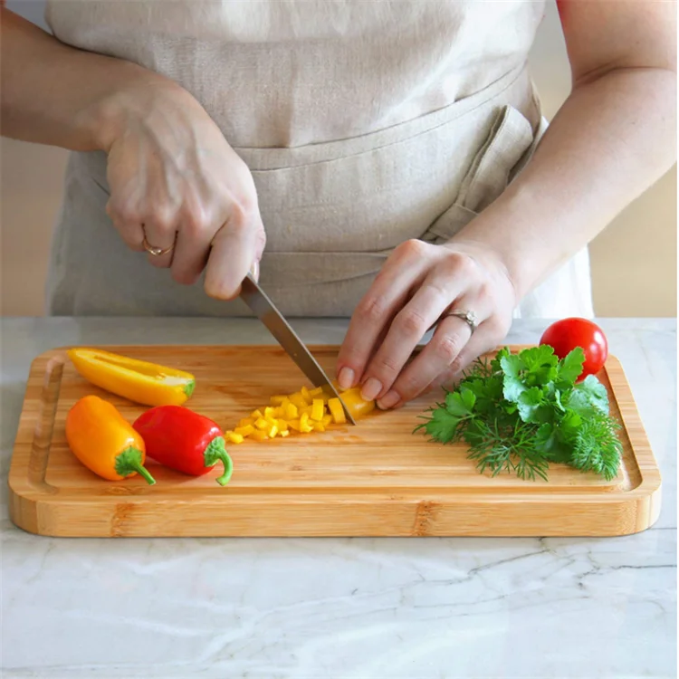 Factory wholesale custom natural handmade Bamboo Butcher Block - Cutting Board Reversible with Juice Groove and Handles
