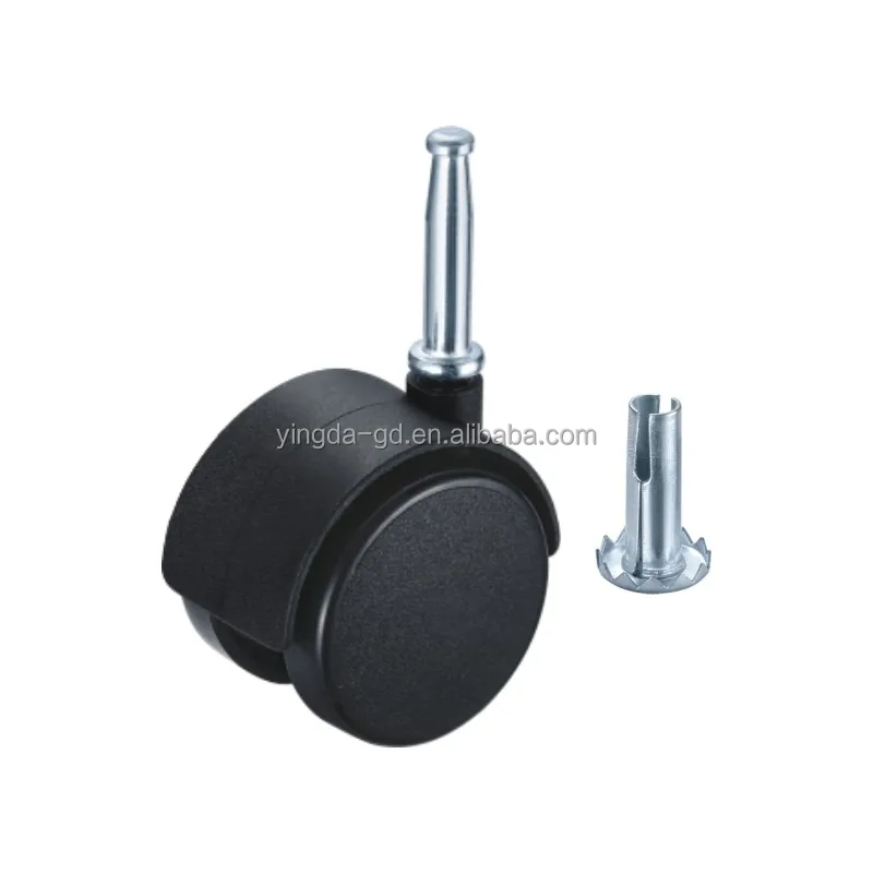 Office Black Swivel Caster Wheel 2 Inch Iron Bolt Style Furniture Caster