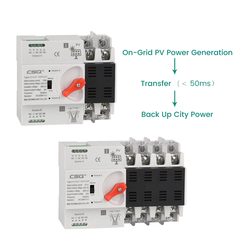 CSQ on-Grid Photovoltaic Power Automatic Transfer Switch  PV System Power Use Only