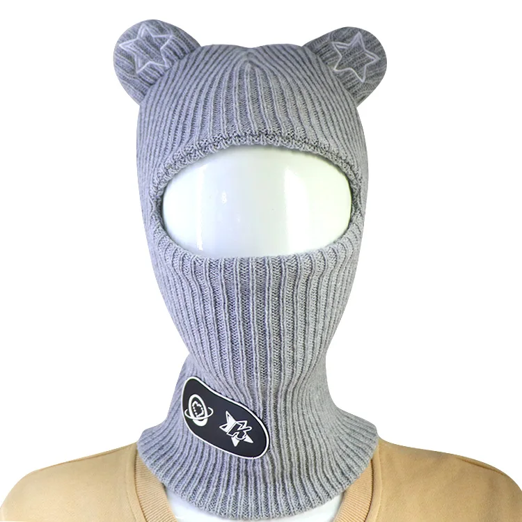 ski masked knit custom one hole 1 hole custom bear ear ski mask with ear