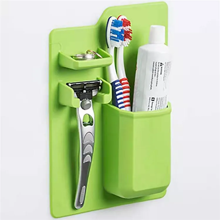 Factory Wholesale Bathroom Storage Reusable Sticky Silicone Toiletry Razor Toothpaste Toothbrush Holder Organizer