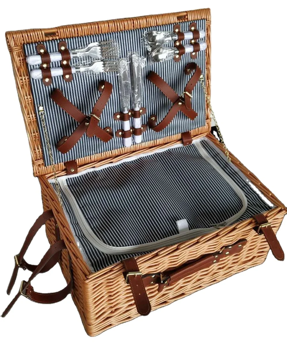 Yilin High Quality Rattan Hand-woven Picnic Basket Outdoor Camping Storage Basket Multifunction Plastic Woven Bag Picture 1pcs