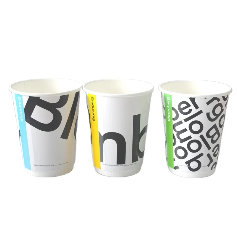 Disposable double wallpaper cups for hot drinks accept custom logo 4/8/10/12/16/20 oz paper coffee cups
