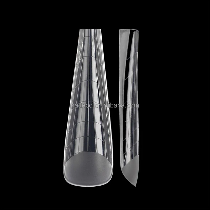 XXL COFFIN SQUARE STILETTO with matte part Dual System Nail Form  DEEP C-curve Straight Side ABS Nail Tips