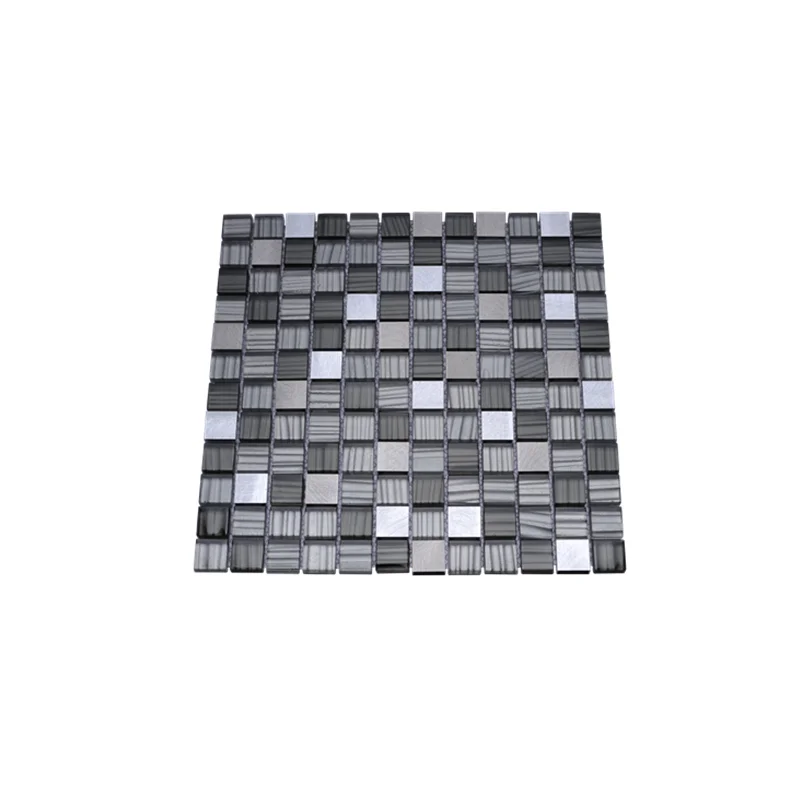 Wholesale factory wall decoration 3D metal mixed Glass Mosaic for Kitchen Backsplash Tiles