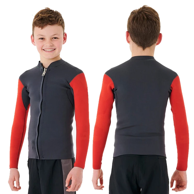 Long Sleeves Front Zipper Wet Suit 2mm Surfing Diving Swimming Snorkeling Kayak Wetsuit Top 3mm Neoprene Kids Jacket