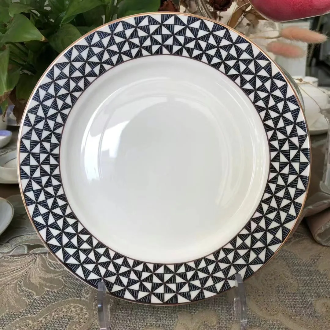 Factory Price Customized Design Ceramic Tableware  Round Plates Dinner Bowls Dinnerware Sets White Porcelain