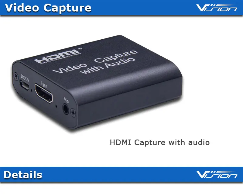 USB Video Capture Card HD to USB 1080 P with HDMI Loop Output