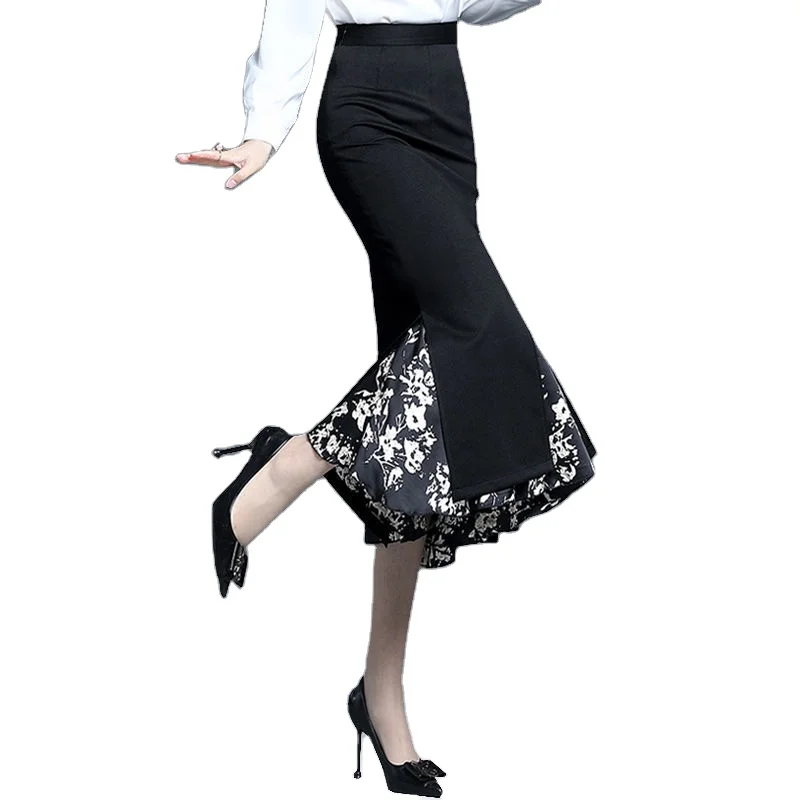 High Quality New Fashion Style High Waist Floral Print Long Maxi Skirt Women Modest Dresses Casual Office Custom Dress