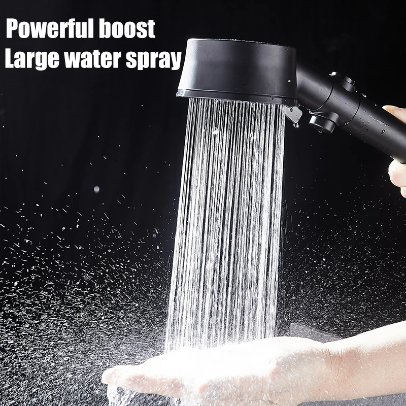 Wholesale Black 5 Function Mist Spray  Hydro Jet High Pressure Power Vortex 360 Fan Handheld Shower Abs Showerhead