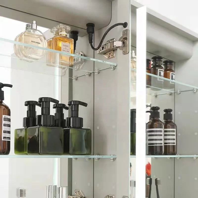 Storage Wall Lighted Bathroom Mirror Medicine Cabinet with Defogger and Interior Mirrors