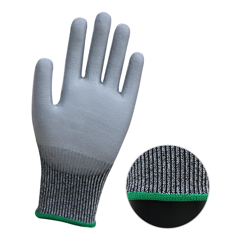 HPPE Palm Coated PU Safety Gloves Cut Resistant Anti Cut Hand Gloves Guantes anticorte nivel 5 Cut 5 cut-resistant gloves