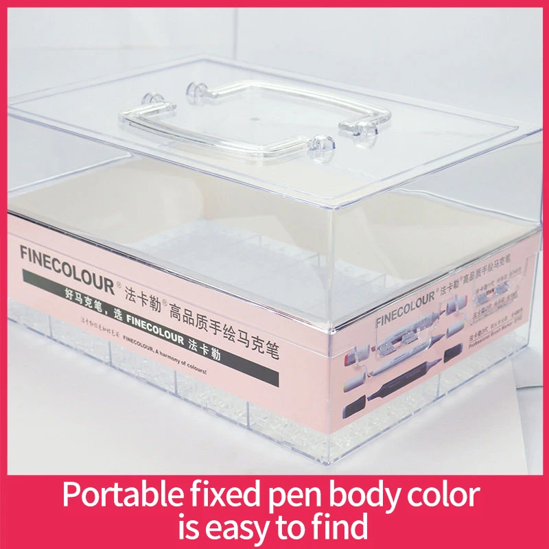 Finecolour 160/240/480 слот, высокое качество, портативный прозрачный акриловый художественный маркер, жесткий пластиковый ящик, переносной футляр для ручек