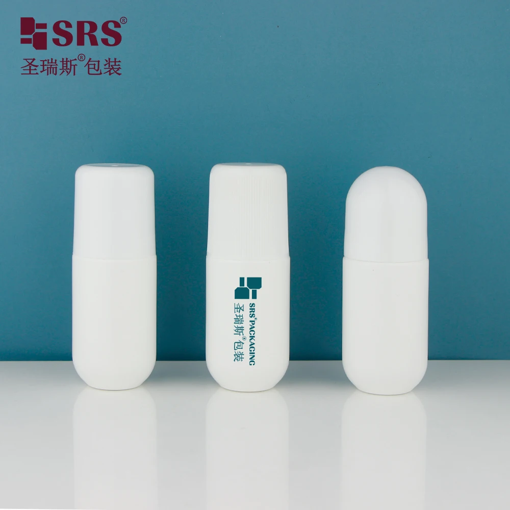 RPPA-50ml оптовая продажа Экологически чистая белая пластиковая бутылка PP PCR с завинчивающейся крышкой полым пластиковым шаром С шелкографии для геля