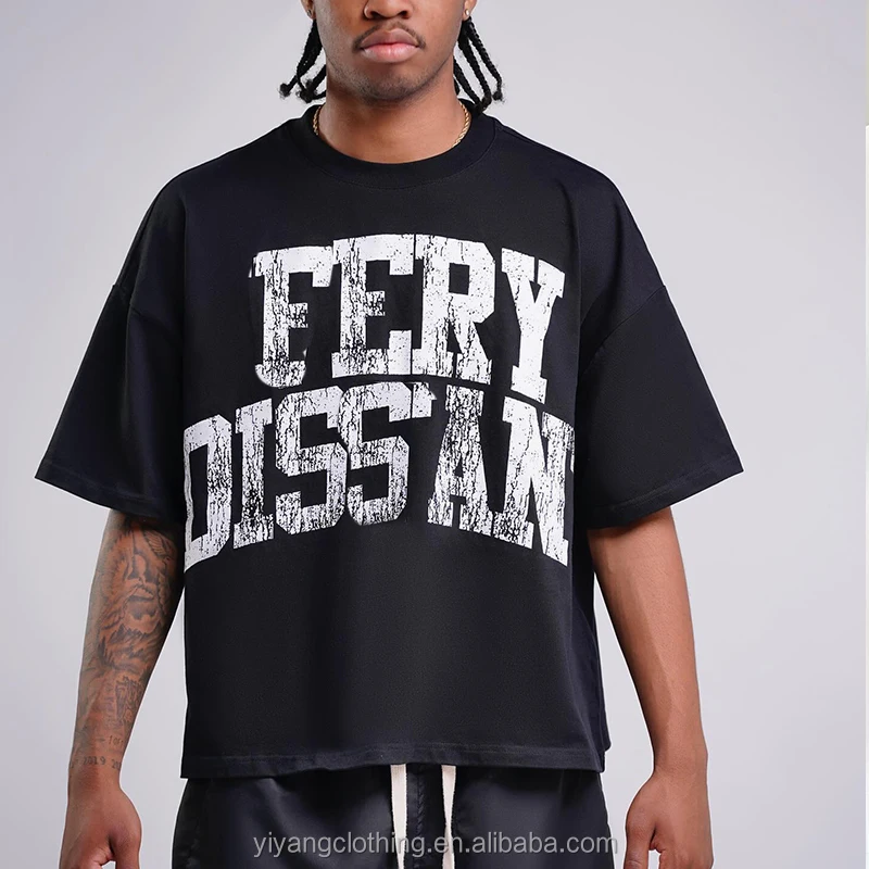 Summer High Quality Cotton Drop Shoulder Streetwear Tshirts Graphic Oversize Heavyweight Custom T Shirt For Men