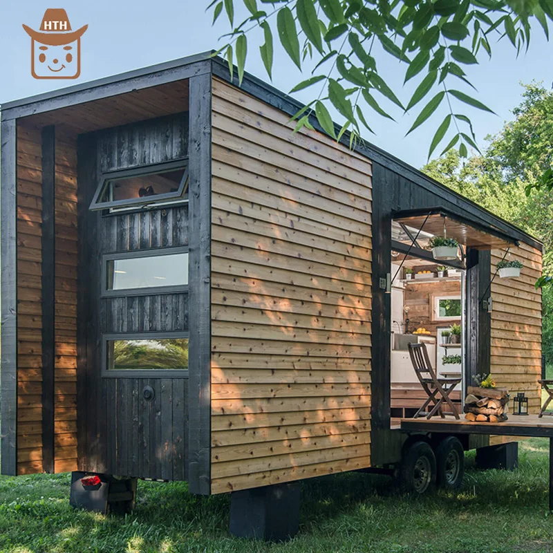 Outdoor prefab tiny mobile trailer house prefabricated mini house for sale