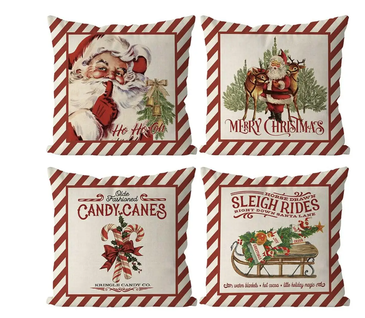 45*45cm 2024 New Christmas Gingerbread Man Candy Decoration Pillow Cover Home Living Room Holiday Party Pillow