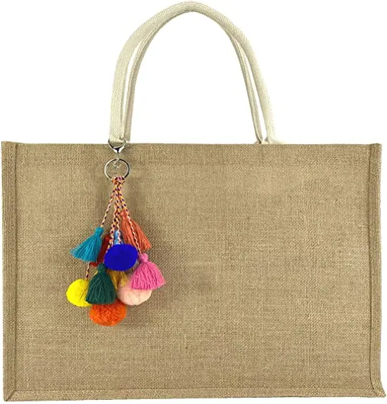 Wholesale Promotion Linen Hessian Hemp Jute Grocery Shopping Burlap Beach Tote Bag With Handle jute gunny  linen sachet bag