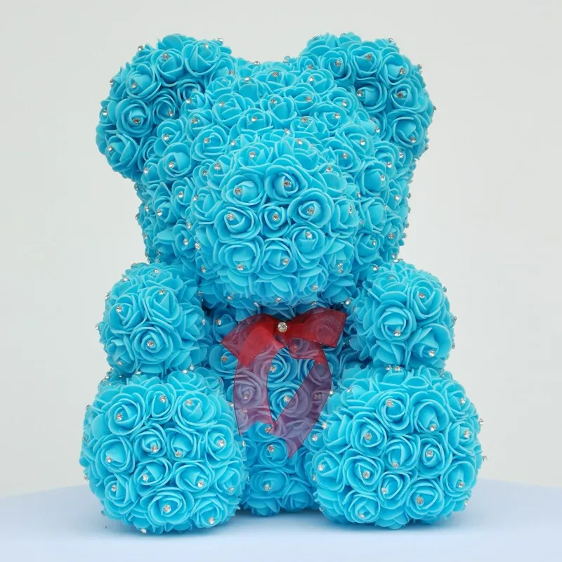 16inch Rose Flower Bear Beautiful Handmade Preserved 40cm Teddy for Girlfriend Love Gift