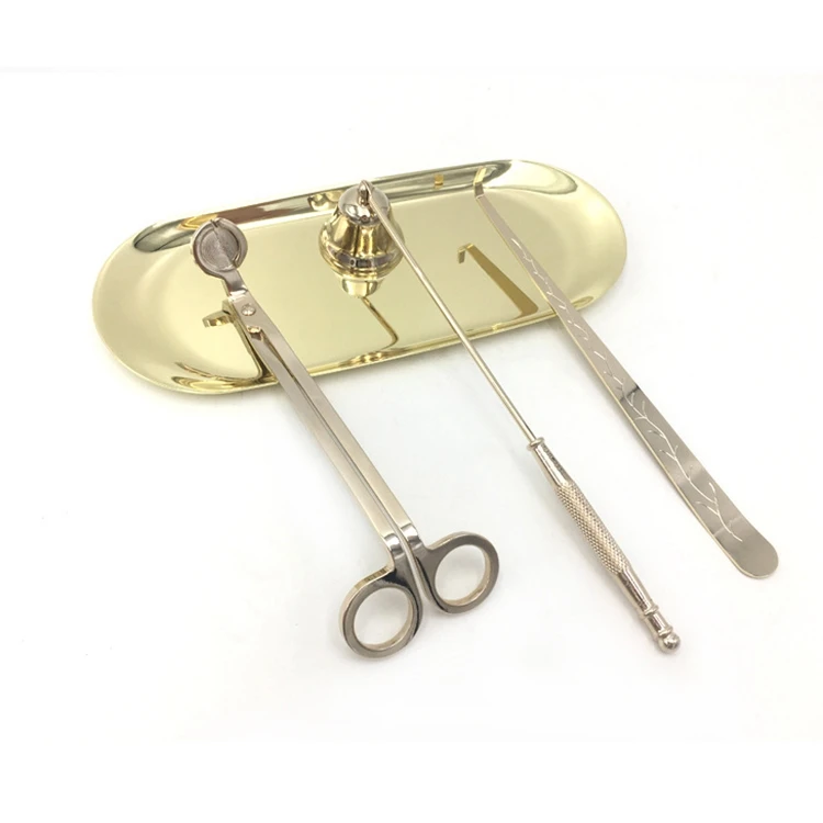 4 Piece Accessories Snuffer Wick Trimmer Dipper And Tray Candle Tool Set