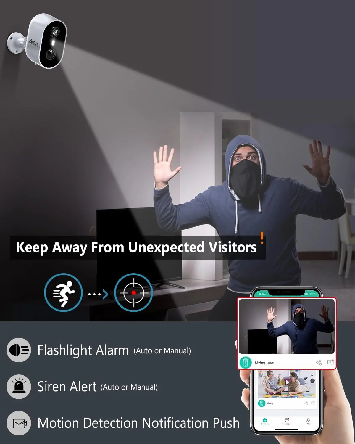 Anran 3MP Battery Mini Wireless Remote Control APP Video Waterproof Home Solar Security CCTV WiFi Camera