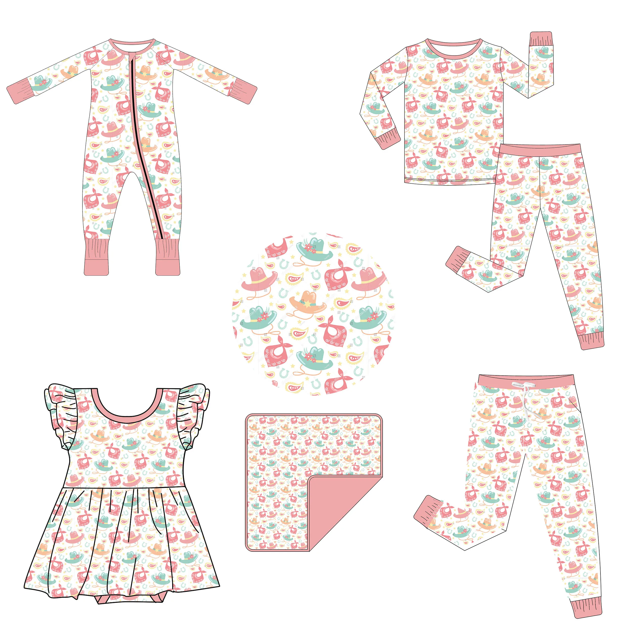 Западный ковбойский тематический бамбуковый детский комбинезон с принтом, индивидуальное бамбуковое детское одеяло