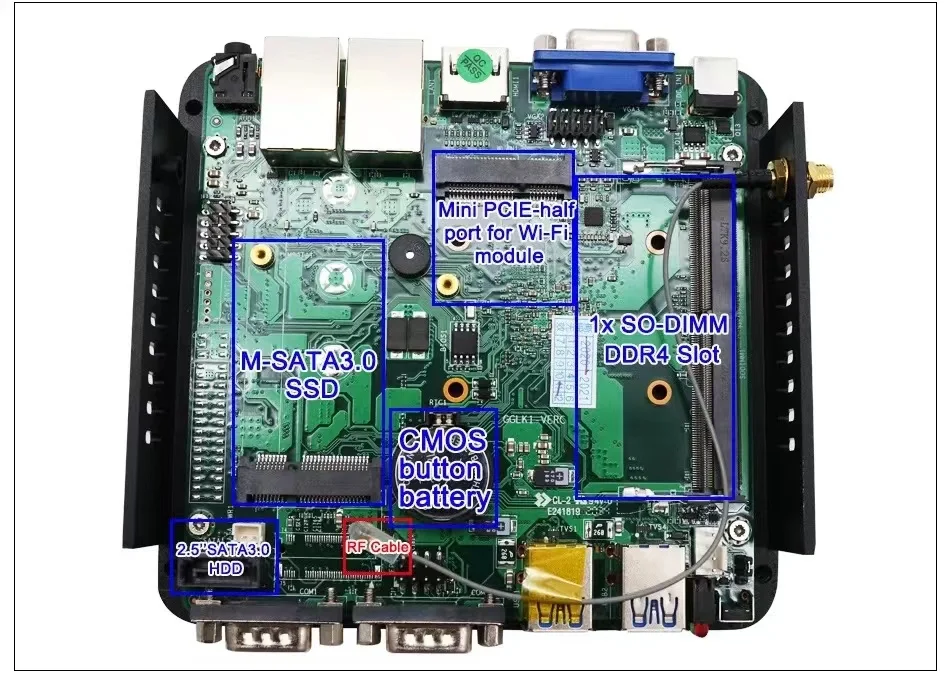 Fanless mini pc intel celeron J4125 processor nuc box pc Quad Cores Four Threads support DDR4 Slot