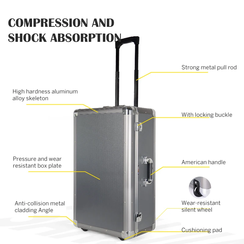 High capacity Aluminum Rolling Trolley Suitcase