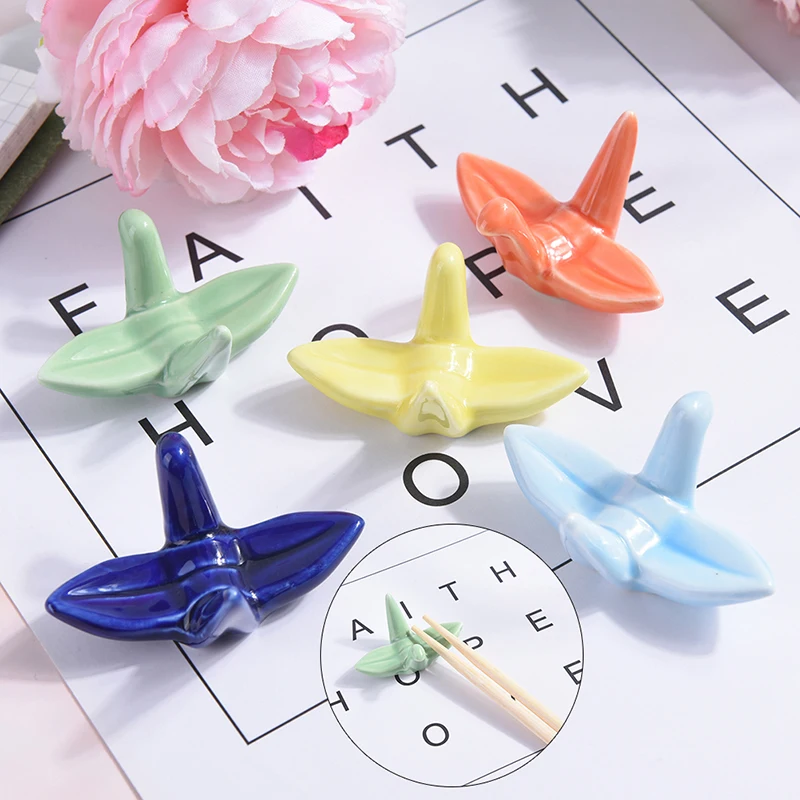 Paper Cranes Origami Chopstick Holder Chopstick Holders Rack Stand Tableware Ceramic Spoon Forks Knife Rest Durable Lovely