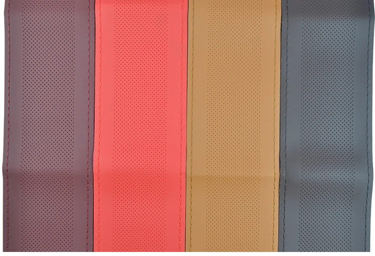 luxury premium hand sewn real genuine cow leather car steering wheel cover with sewing needle thread