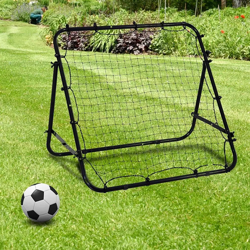 Rebounder Net Soccer Kickback Target Goal Kids Adults Football Training Aid Multi-Sports Practice Adjustable Black