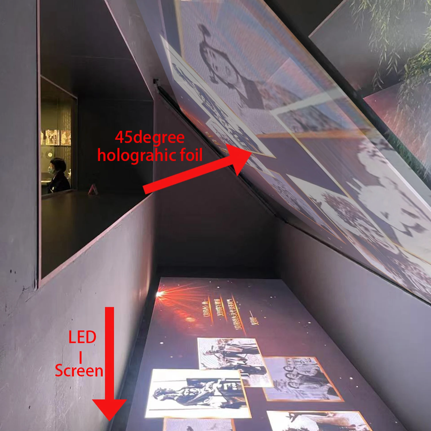 customized stage 45 degree pyramid transparent holographic projection screen film