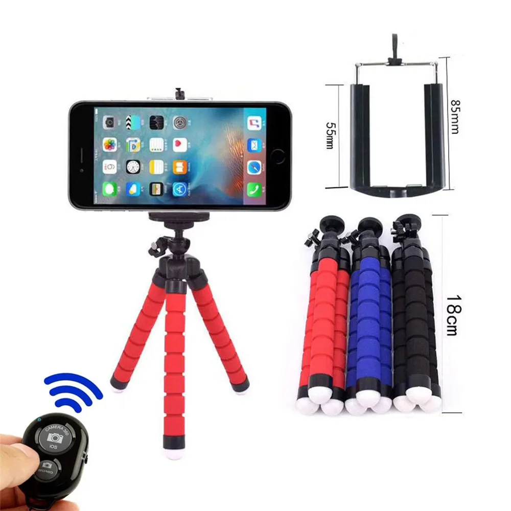 
Mini Portable Sponge Tripod with Wireless Remote Octopus Flexible Mobile Phone Tripod for iPhone Samsung Huawei 