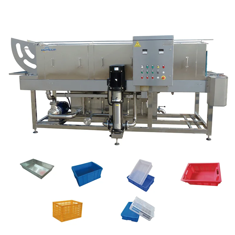 Hot sell small type Crate Washing Machine high pressure automatic Fruit and Vegetable Plastic basket cleaning machine