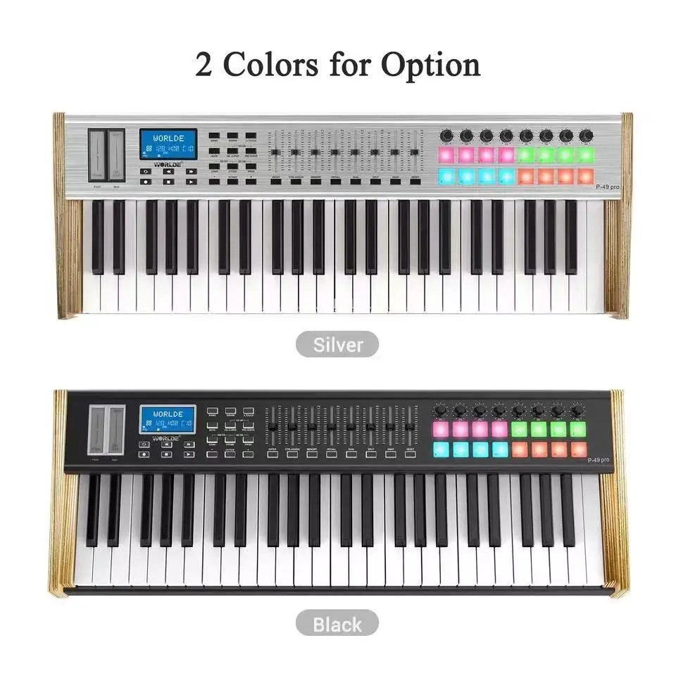 На выбор P-49 Pro С Вращающимся барабаном pad музыкальная студия пианино MIDI контроллер клавиатуры 49 клавиш