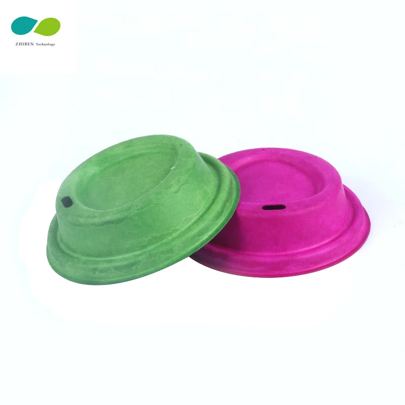 Custom size and color bagasse cup lid disposable eco-friendly sugarcane coffee cup cover OEM wholesale
