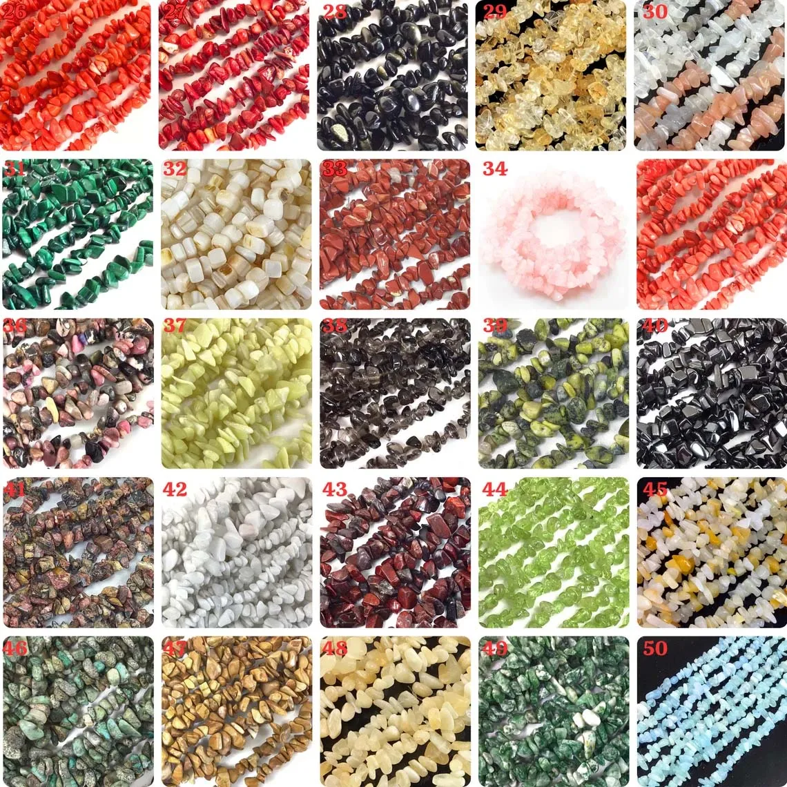 Natural Gemstone Chip Bead Rose Quartz Amethyst Opalite Jade Crystals Quartz Irregular Crystal Beads for Jewelry Making Necklace