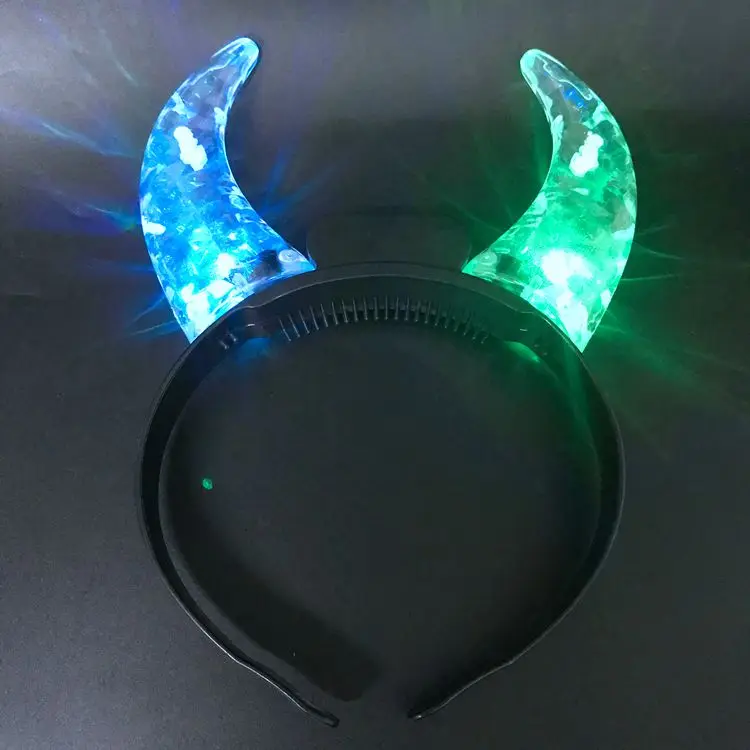 Factory wholesale supplies Halloween wearing headband colorful flashing LED devil horns for festival party Events