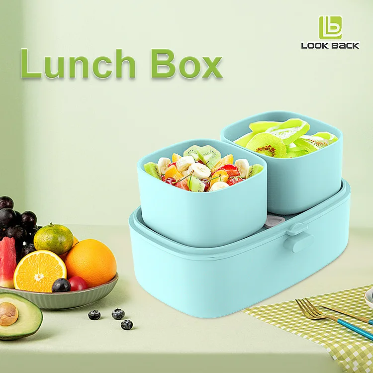 Customized Wheat Straw Handle Lunch Box Sealed Microwaveable Children Student Lunch Box