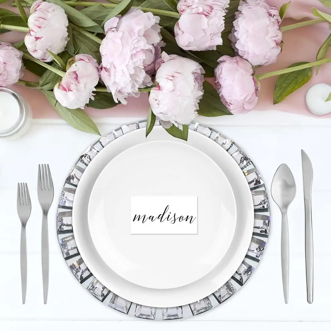 Wholesale custom logo color packing Mirror Charger Plates  13inch Silver Mirrored Glass Charger Plates Place Settings Rental